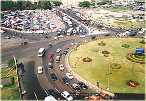 Blick aus dem Zimmer des Hotels auf den Tahrir Square