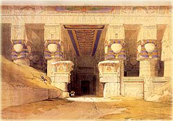 David Roberts - Die Fassade des Hathortempels in Dendera